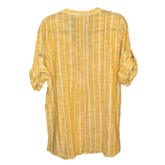 Club Z Collection Vintage Mustard Yellow Cotton Striped Tunic Dress - Picture 3 of 8